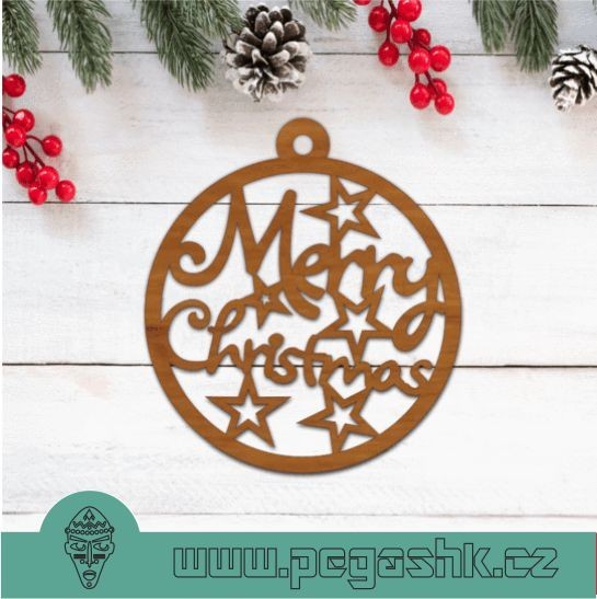 DŘEVĚNÁ VÁNOČNÍ OZDOBA - Merry Christmas Tree Decoration 16 cm - Kliknutím na obrázek zavřete